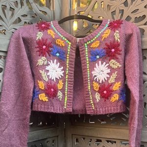 Embroidered granny bolero cardigan | size S